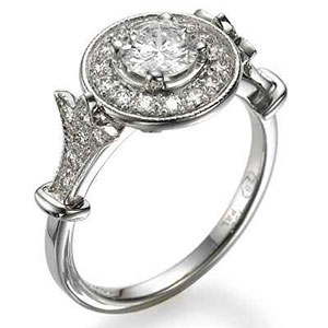 Pave Halo engagement rings, vintage style